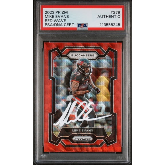 Mike Evans 2023 Panini Prizm Red Wave Signed Card #279 Auto Graded PSA 43/149