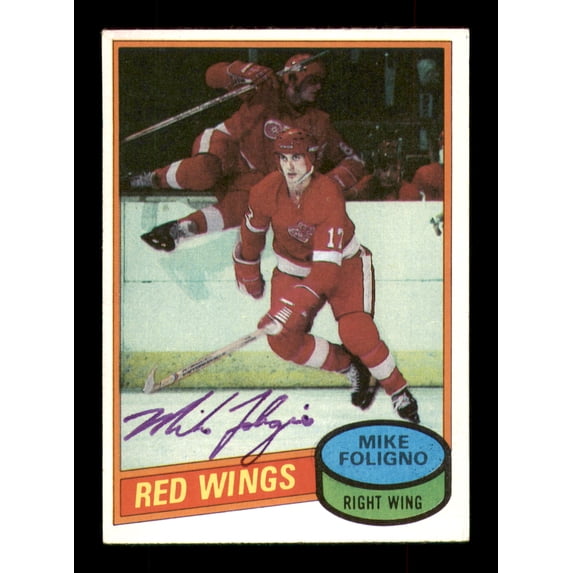 Mike Foligno Autographed 1980-81 Topps Rookie Card #187 Detroit Red Wings SKU #251240