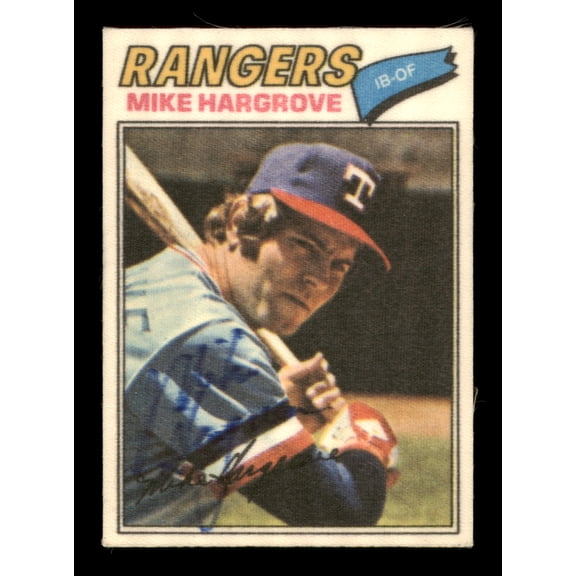 Mike Hargrove Autographed 1977 Topps Stickers Card #20 Texas Rangers SKU #204962