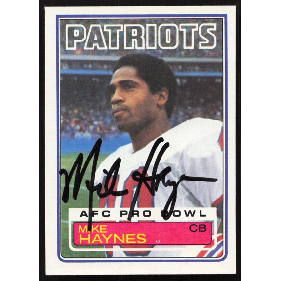 Mike Haynes Autographed 1983 Topps Card #332 New England Patriots SKU #259228