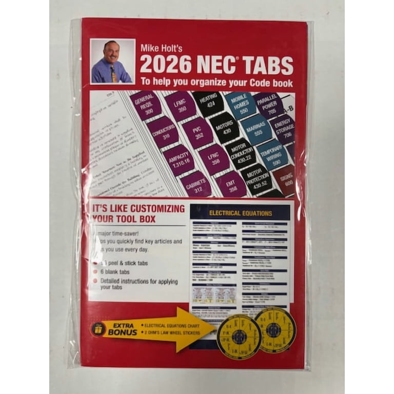 Mike Holts, Electrical Code Tabs, Based on The 2026 NEC, 6 Tabs