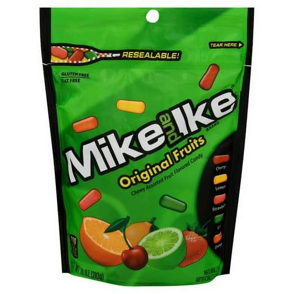 Mike & Ike Assorted Fruit MDA05 Original Chew Candies, 10 oz