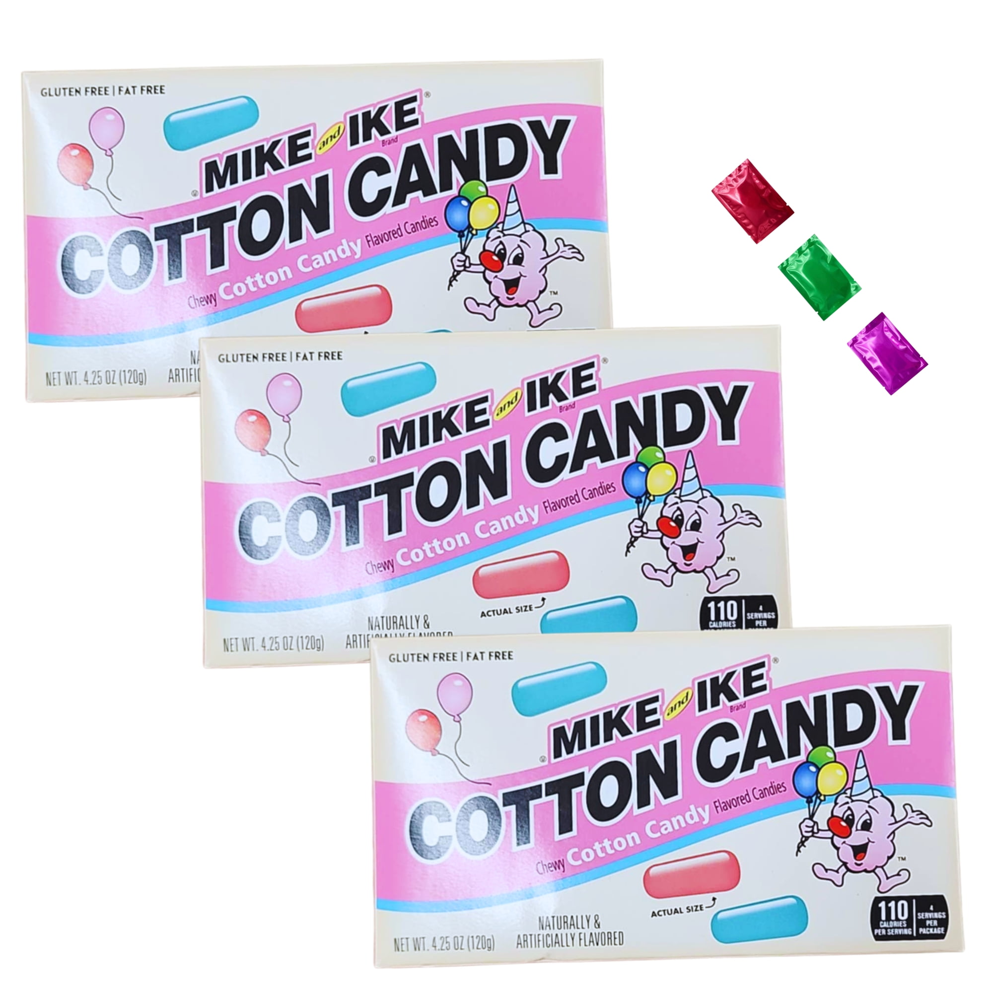 Mike and Ike Cotton Candy, Chewy Pink & Blue Candies for Party Favor Easter Basket Stocking Stuffers Trick or Treat Movie Night Snack, 4.25 Oz Theater Box 3 Pack w/ Snoep in Beperkte Oplage