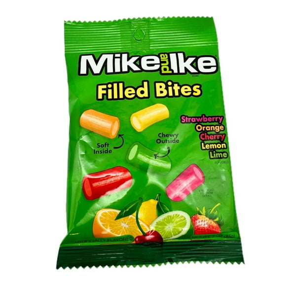 Mike & Ike Filled Licorice Bites, 3 Ounce Bag - 12 Count Display Box