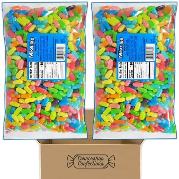 Mike and Ike Mega Mix Chewy Candy Bulk Pack - 2 Large Individually Sealed 5 Pound Bags - Variety of Gluten Free Original Fruits Flavors - Over 2400 Pieces in Cornershop Confections Protective Pack
