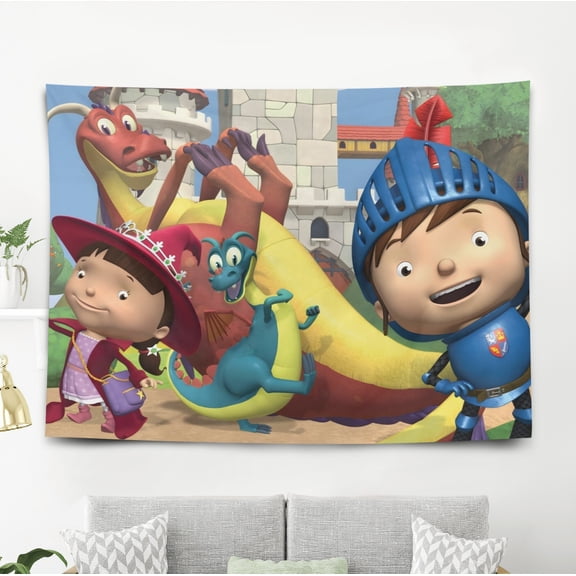 Mike the Knight-Theme Anti-pilling Tapestry Gift Wall Hanging Backdrop for Room Bedroom Girls Fans Background Banner Party Birthday Supplies Decor59"39"(150cm*100cm)