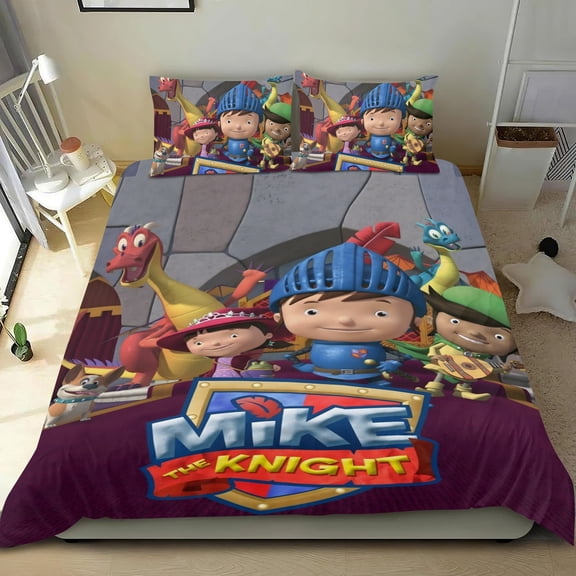 Mike the Knight-themed Bed Sheet Set Three Piece Set Comfortable And Skin Friendly Unique Design Home Decor Gifts For Family Friends fans54''x79''135cm*200cm
