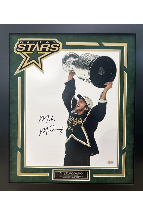 Mike Modano Autographed Hand Signed Custom Framed 16x20 Dallas Stars Photo - Beckett COA