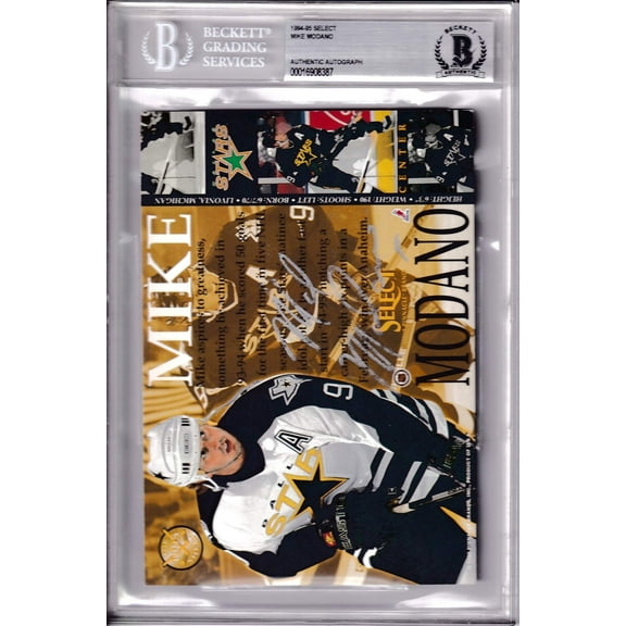 Mike Modano autographed Dallas Stars 1995 Pinnacle Select 5x7 jumbo card BAS