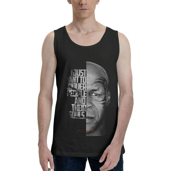 Mike Music Tyson Men's Sports Tank Top Pure Cotton Sleeveless Round Neck Top Sports T-Shirt