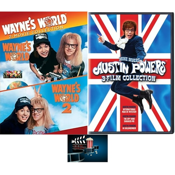 Mike Myers AUSTIN POWERS 3 Movie Collection & WAYNE'S WORLD 2 DVD Set New Includes Movie Take Art Card