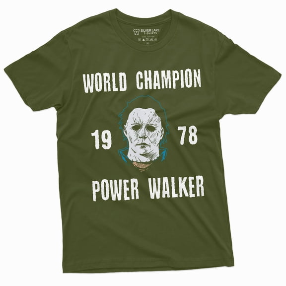 Mike Myers Halloween T-Shirt Mens Michael Myers Teeshirt Champion Power Walker Tee (3X-Large Military Green)