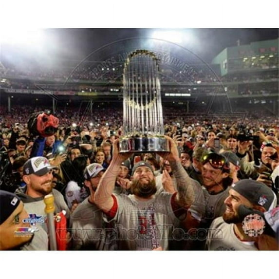 Mike Napoli holds the World Series Trophy Game 6 of the 2013 World Series Sports Photo - 10 x 8