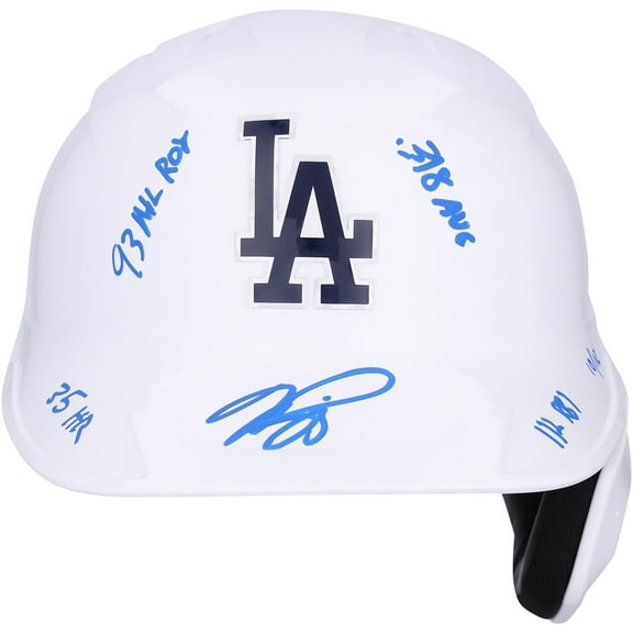 Mike Piazza Los Angeles Dodgers Autographed Blue Batting Helmet with Rookie of the Year Stats Inscriptions - Limited Edition of 12 - Fanatics Authentic Certified