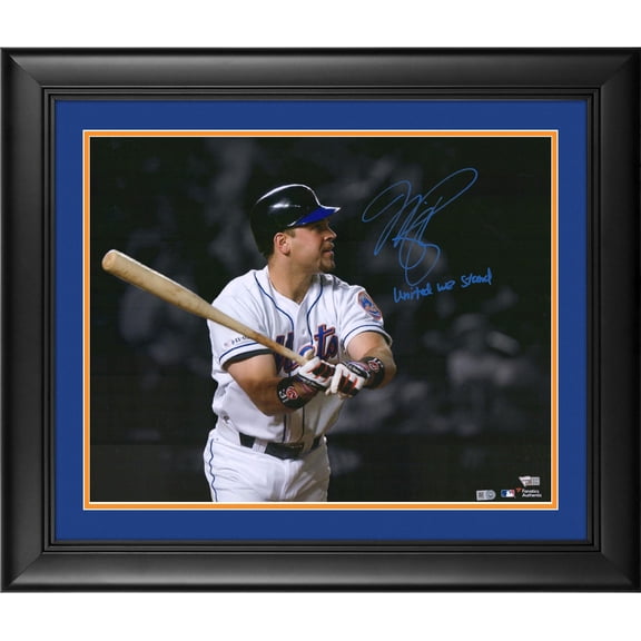 Mike Piazza New York Mets Framed Autographed 16" x 20" September 21 2001 Home Run Spotlight Photograph with "United We