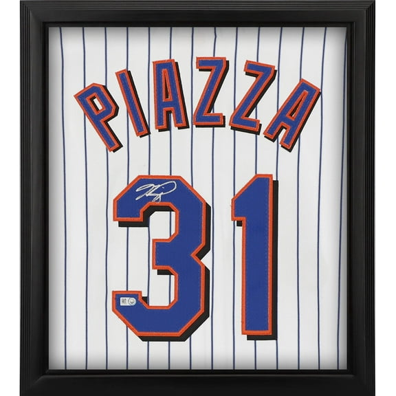 Mike Piazza New York Mets Framed Autographed Mitchell and Ness Pinstripe Authentic Jersey Shadowbox - Fanatics Authentic Certified