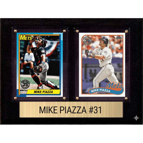 Mike Piazza New York Mets HOF Fan Gift Plaque 6x8 2 Cards Topps Donruss Panini 2024 2025 2026