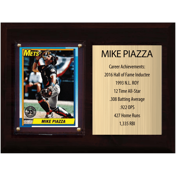 Mike Piazza New York Mets HOF Fan Gift Plaque 6x8 Stats 1 Card Topps Donruss Panini 2024 2025 2026