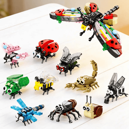 Mike Rie 10-in-1 Insect Collection Building Block Set, ABS Plastic Creative Construction Kit, Decorative Home Office Centerpiece Gift
