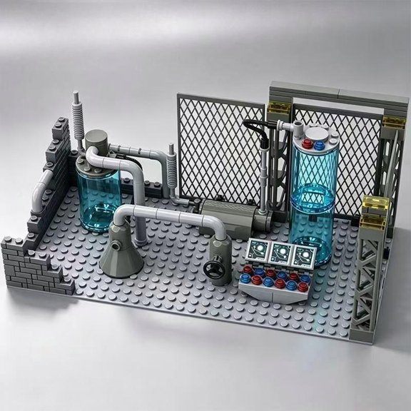 Mike Rie Antigen Research Laboratory Building Block Set, Industrial Science Lab Model, Gray Modular Brick Assembly Kit, Miniature Laboratory Display Decoration 167pcs