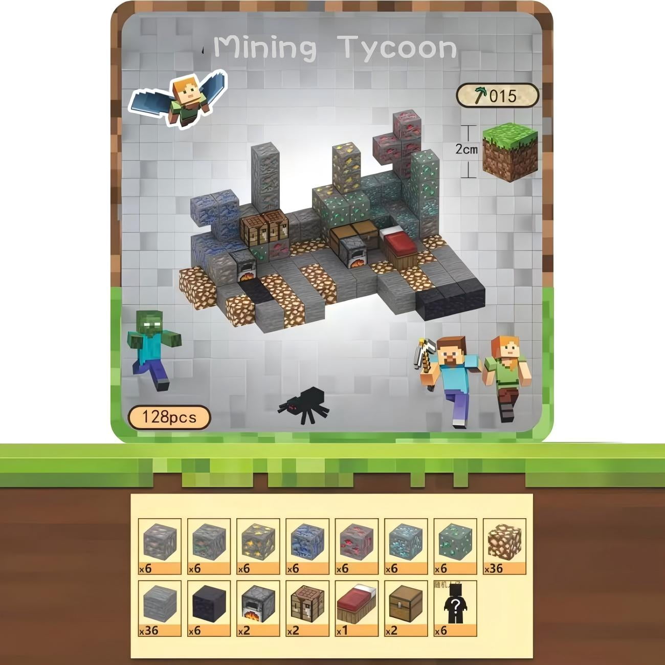 Mike Rie Mining Tycoon Building Blocks Set – 6-Side Magnetic Mini Block ...