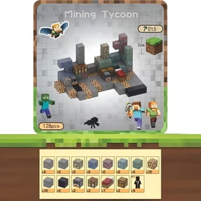 Mike Rie Mining Tycoon Building Blocks Set 6-Side Magnetic Mini Block Mine Playset 128pcs