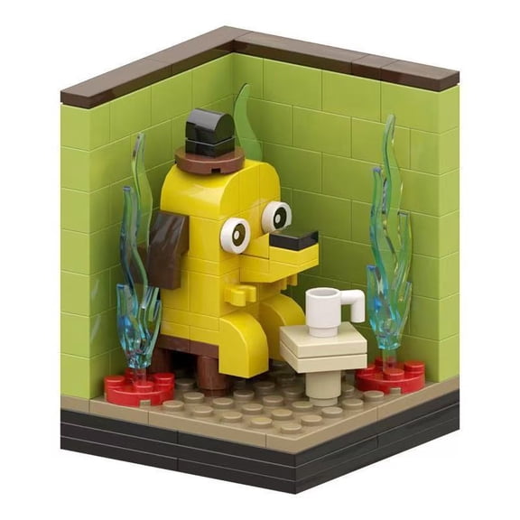 Mike Rie "This is Fine" Dog Meme Building Block Set, 106PCS ABS Creative Desktop Decor, Funny Internet Meme Collectible Figure, Novelty Gift for Adults and Teens