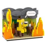 Mike Rie "This is Fine" Dog Meme Building Block Set, 299PCS ABS Full Scene Room Diorama, Funny Internet Meme Collectible Model, Desktop Decor Novelty Gift for Adults