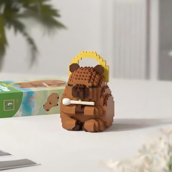 Mike Rie Wise Capybara Building Block Set, 520-Piece Animal Display Model, ABS Mini Brick Collection Figure, Decorative Desktop Ornament for Home and Office