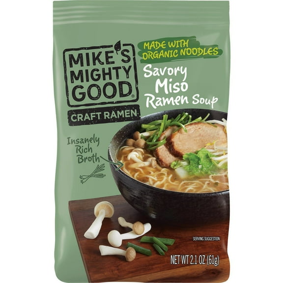 Mike'S Mighty Good Savory Miso Ramen Soup, 2.1 oz, Pack of 7