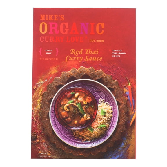 Mike's Organic Curry Love Organic Curry Simmer Sauce Red Thai, 8.8 Fl Oz, Pack Of 6