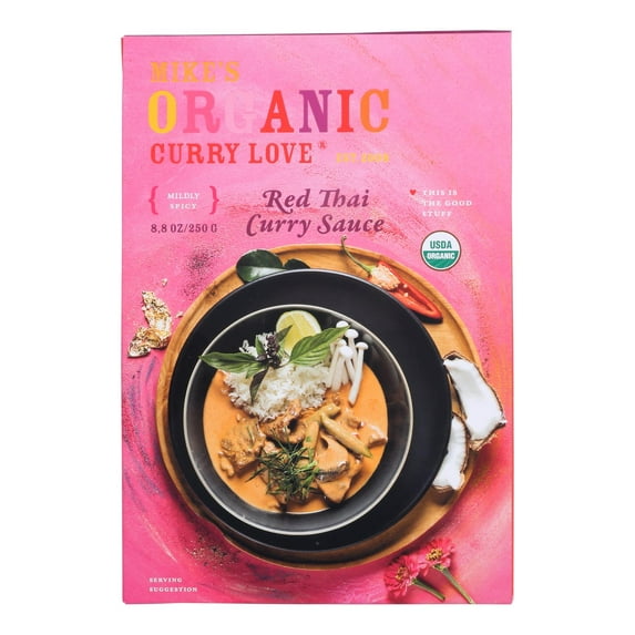 Mike's Organic Curry Love Organic Curry Simmer Sauce Red Thai, 8.8 Fl Oz, Pack Of 6