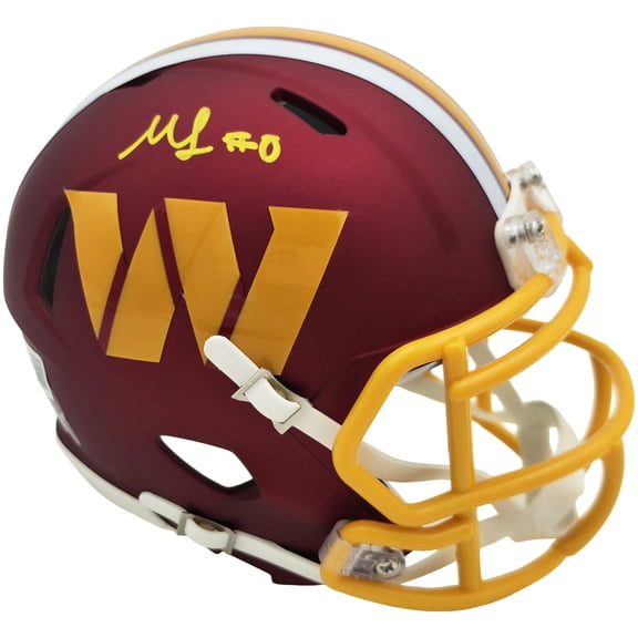 Mike Sainristil Autographed Washington Commanders Maroon 2025 Alternate Speed Mini Helmet Beckett BAS Witness Stock #261955
