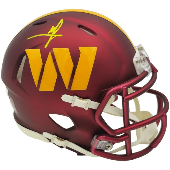 Mike Sainristil Autographed Washington Commanders Maroon Speed Mini Helmet Beckett BAS Witness 234649