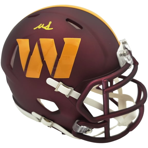 Mike Sainristil Autographed Washington Commanders Maroon Speed Mini Helmet Beckett BAS Witness Stock #261958