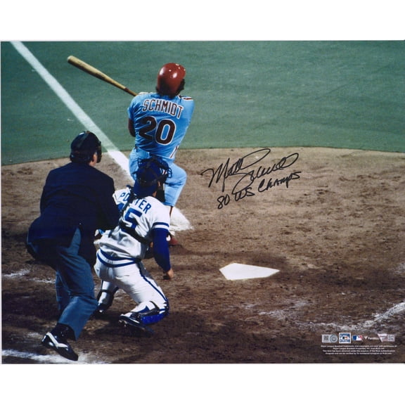 Mike Schmidt Philadelphia Phillies Autographed 16" x 20" World Series Home Run Photograph with "80 WS Champs" Inscription - Fanatics Authentic Certified