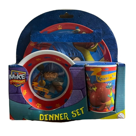 Mike The Knight Mike Child Kid Dinner set Dinnerware Melamine 3pc New