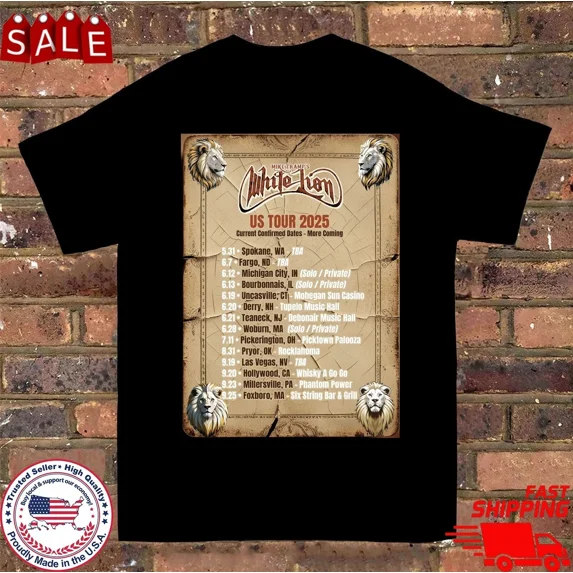 Mike Tramp White Lion Summer Fall North American Tour T Shirt Full Size S-2XL