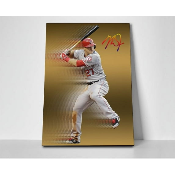 Mike Trout Gold Poster or Wrapped Canvas