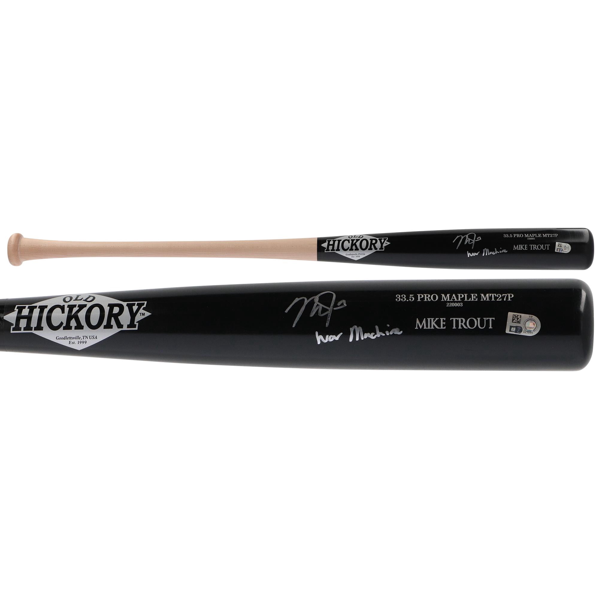 Mike Trout Los Angeles Angels Autographed Old Hickory Game Model Bat with "War Machine" Inscription - Fanatics Authentic Certified