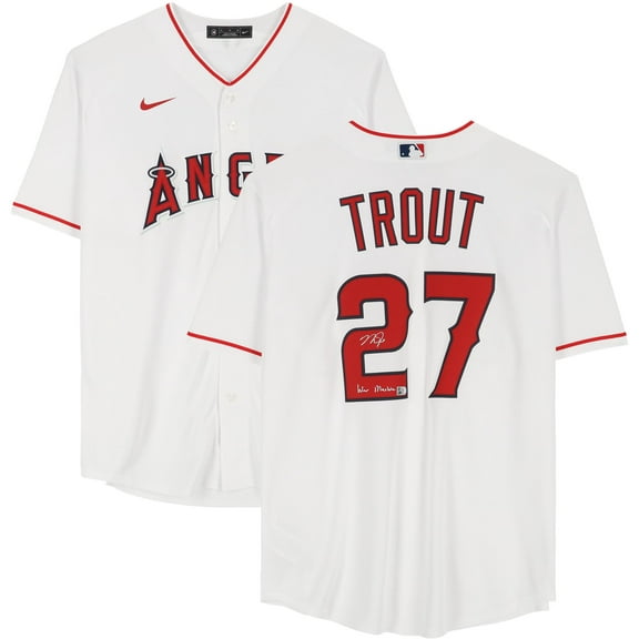 Mike Trout Los Angeles Angels Autographed White Replica Jersey with "War Machine" Inscription - Fanatics Authentic Certified