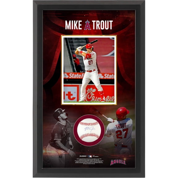 Mike Trout Los Angeles Angels Framed Autographed 25.5" x 16.25" Baseball Shadowbox Collage - Fanatics Authentic Certified