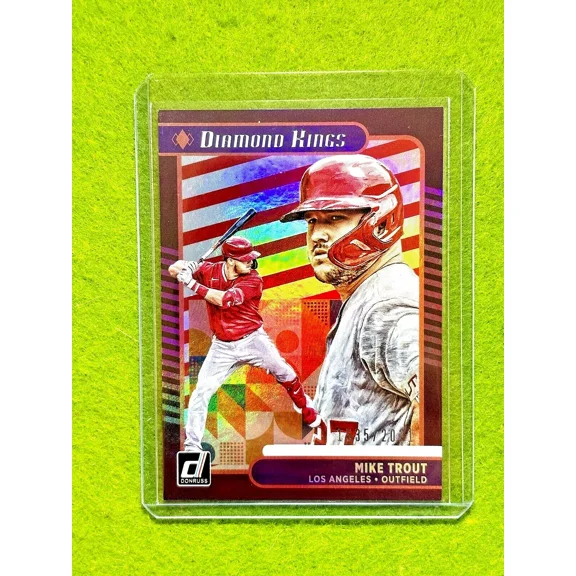 Mike Trout RED PRIZM SP # /2021 REFRACTOR CARD 2021 Donruss DIAMOND KINGS Angels