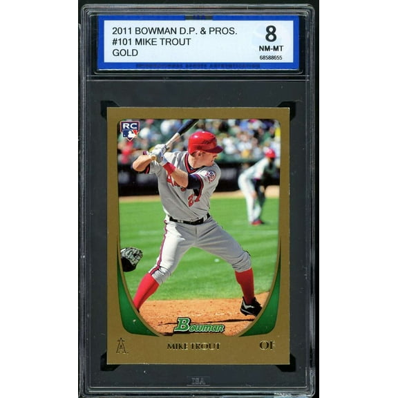 Mike Trout Rookie Card 2011 Bowman Draft Picks n Prospects Gold #101 ISA 8 NM-MT