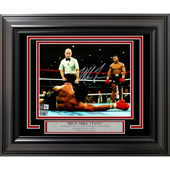 Mike Tyson Autographed Framed 8x10 Photo Standing Over Beckett BAS Stock #254288