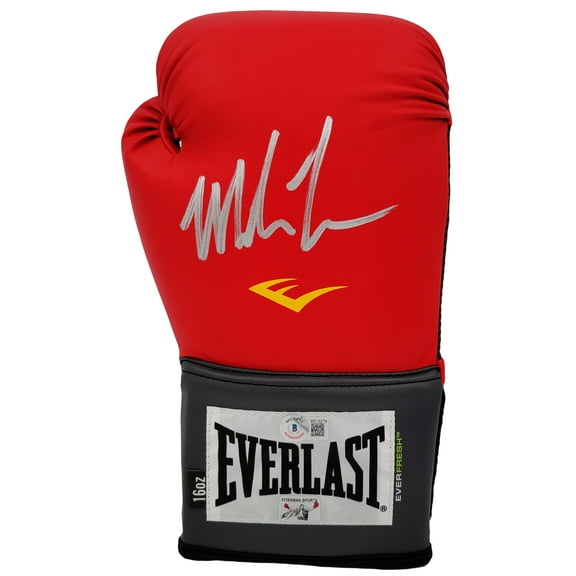 Mike Tyson Autographed Red Everlast Everfresh Boxing Glove Right Hand In Silver Beckett BAS 202300