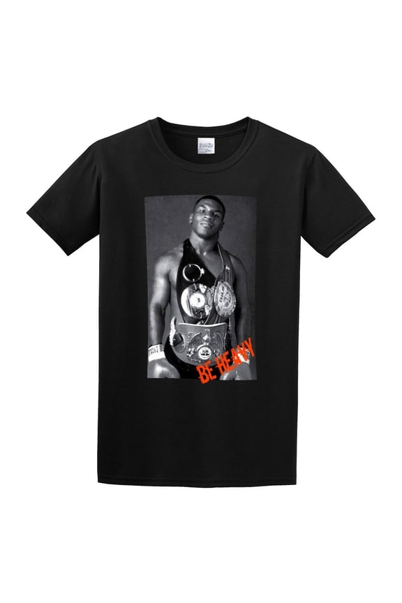 Mike Tyson Be Heavy (Young Tyson) T-Shirt Funny Top Graphic Tee For Men Black M