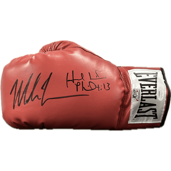 Mike Tyson & Evander Holyfield Signed Autograph Red Boxing Glove JSA Left