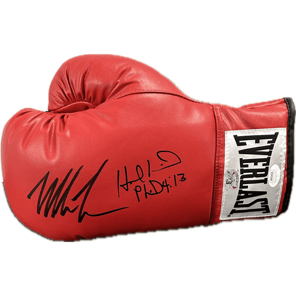 Mike Tyson & Evander Holyfield Signed Autograph Red Boxing Leather Glove JSA L