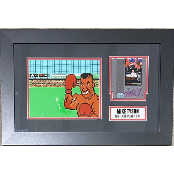 Mike Tyson Framed Signed Custom Punch Out Video Game Mike Tyson Exclusive Holo 2